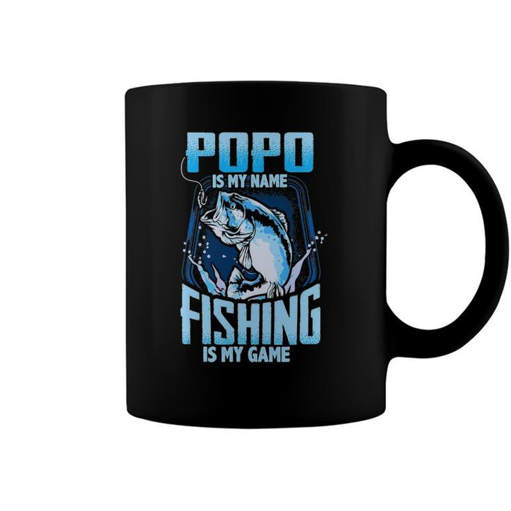 Mens Popo Is My Name Fishing Is My Game Fathers Day Gifts Coffee Mug