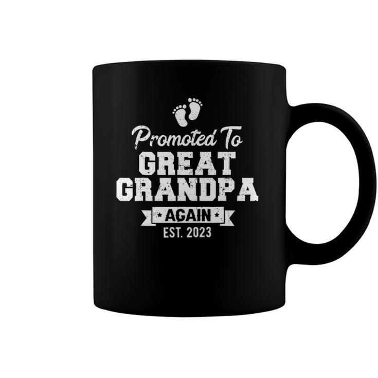 Mens Promoted To Great Grandpa Again 2023 Great Grandfather To Be Coffee Mug