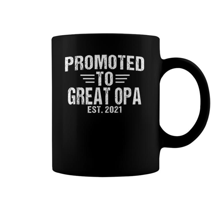 Mens Promoted To Great Opa 2021 Happy Opa Fathers Day Gift Coffee Mug