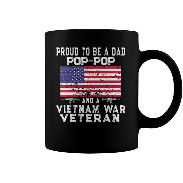 Mens Proud Dad Pop-Pop Vietnam War Veteran - Retro Us Flag Grandpa Coffee Mug