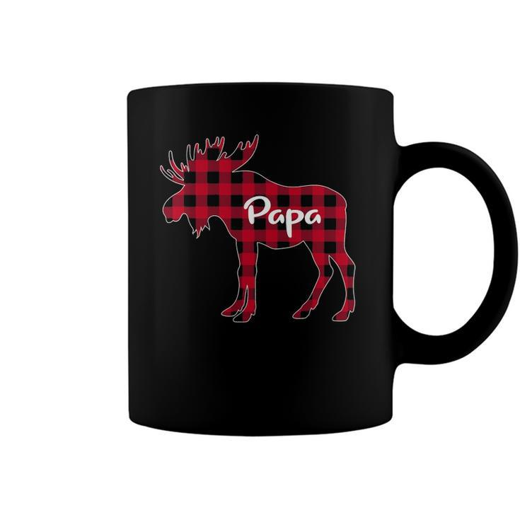 Mens Red Plaid Papa Moose Xmas Red Buffalo Family Pajama Coffee Mug