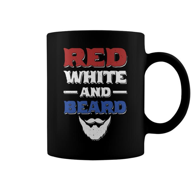 Mens Red White And Beard Funny 4Th Of July Bearded Dad Husband   Coffee Mug