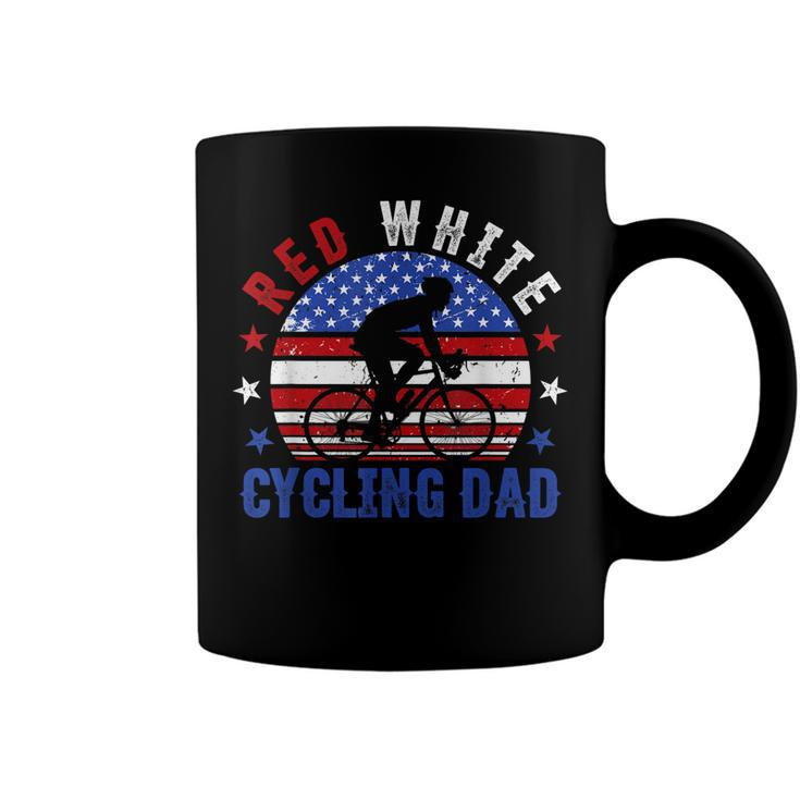 Mens Red White Cycling Dad  4Th Of July American Flag Gift Coffee Mug