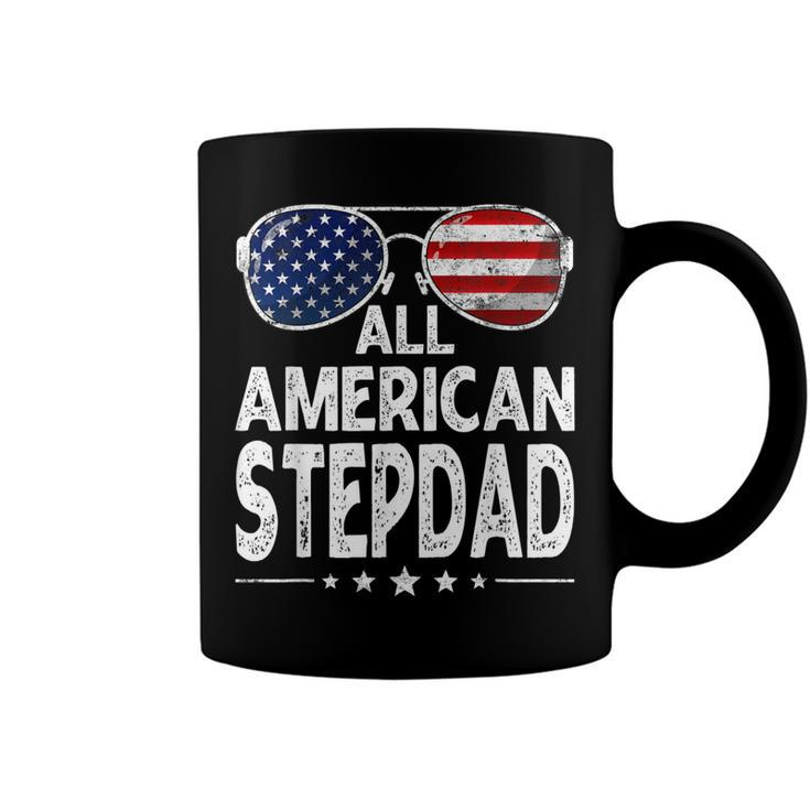 Mens Retro Fathers Day Family All American Stepdad 4Th Of July  Coffee Mug
