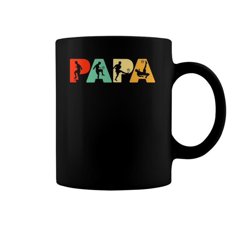 Mens Soccer Dad Retro Papa Soccer Fathers Gift Coffee Mug