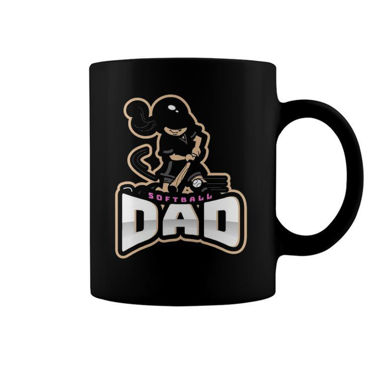 Mens Softball Dad  Fastpitch Fathers Day Coffee Mug