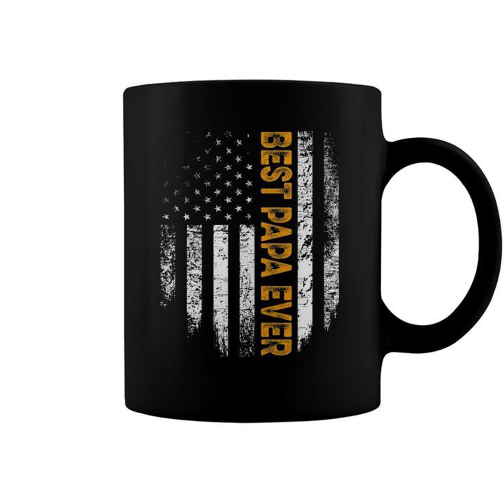 Mens Vintage Best Papa Ever Flag American Gifts Fathers Day Coffee Mug
