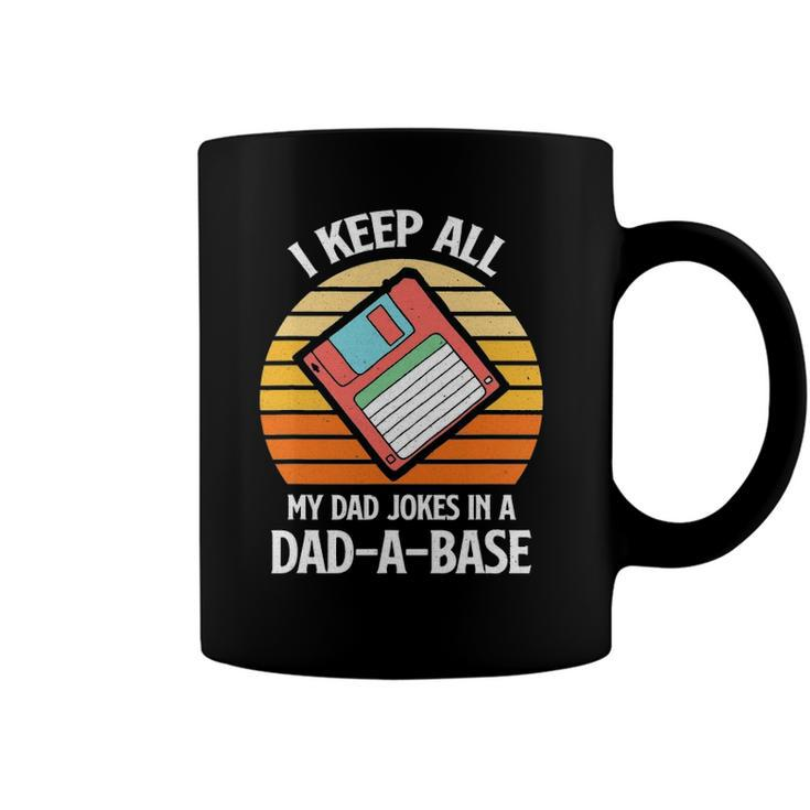 Mens Vintage Fathers Day I Keep All My Dad Jokes In A Dad A Base Coffee Mug