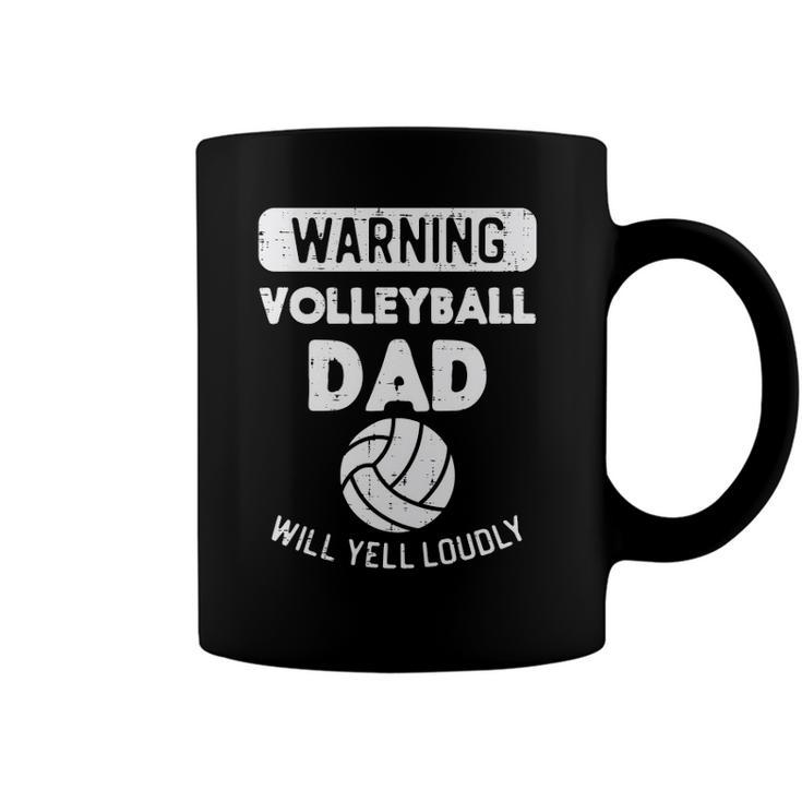 Mens Warning Volleyball Dad Yell Funny Sports Fan Daddy Papa Men Coffee Mug