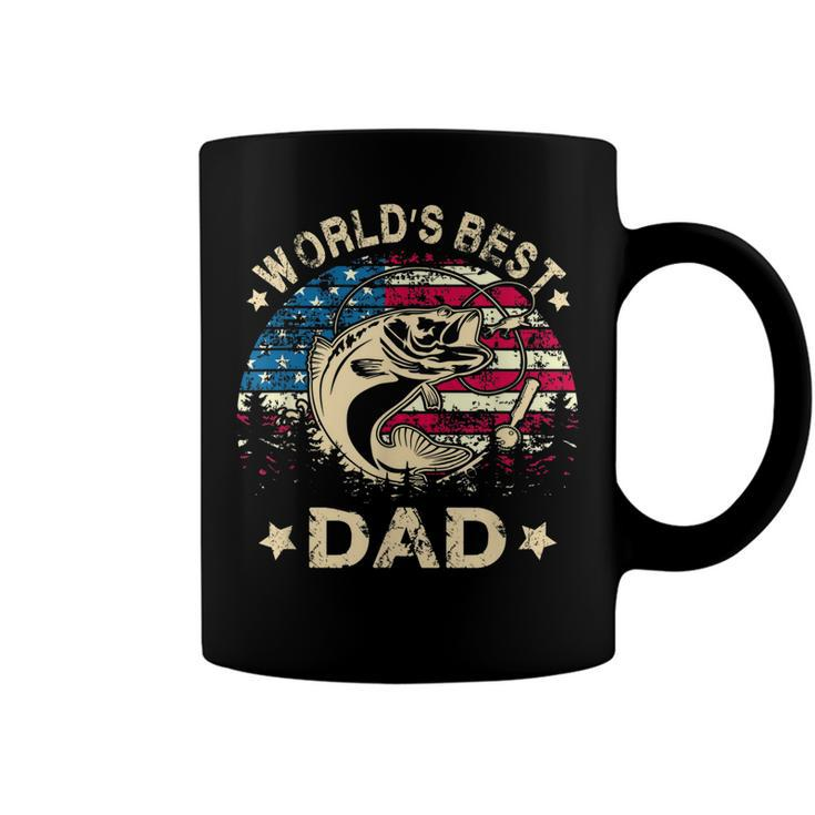 Mens Worlds Best Fishing Dad4Th Of July American Flag Coffee Mug
