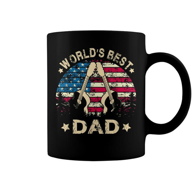 Mens Worlds Best Guitar Dad T  4Th Of July American Flag Coffee Mug