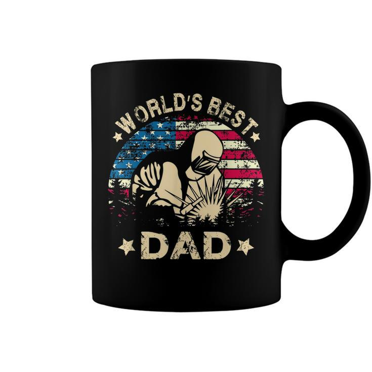 Mens Worlds Best Welder Dad T  4Th Of July American Flag Coffee Mug