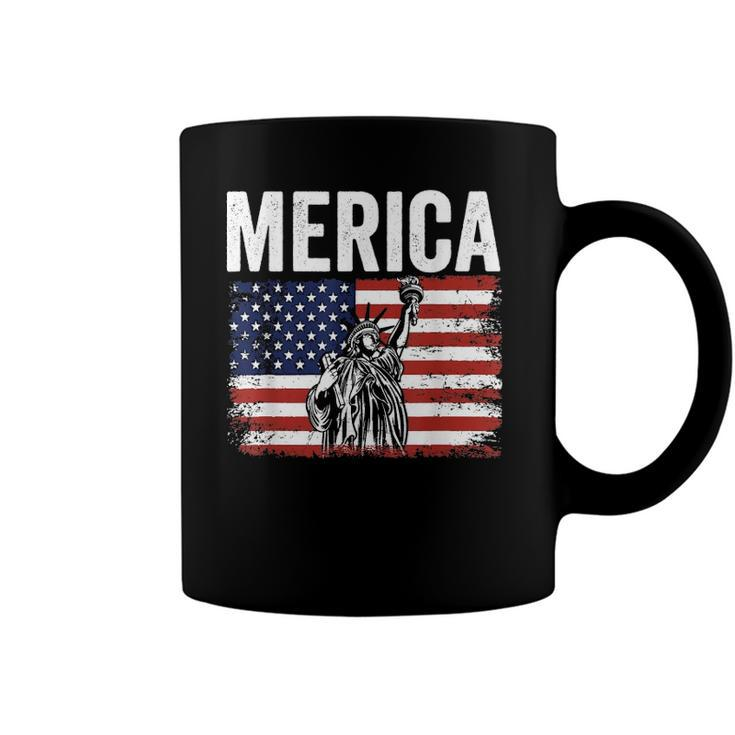 Merica Patriotic Apparel Statue Of Liberty American Flag Coffee Mug