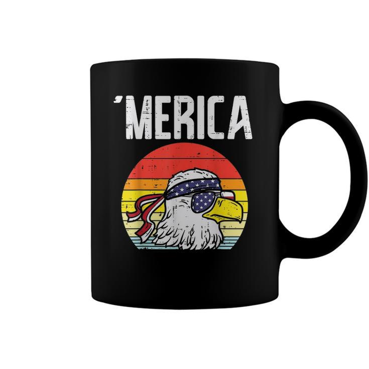Merica Retro Eagle Bandana American Flag 4Th Of July Fourth Coffee Mug