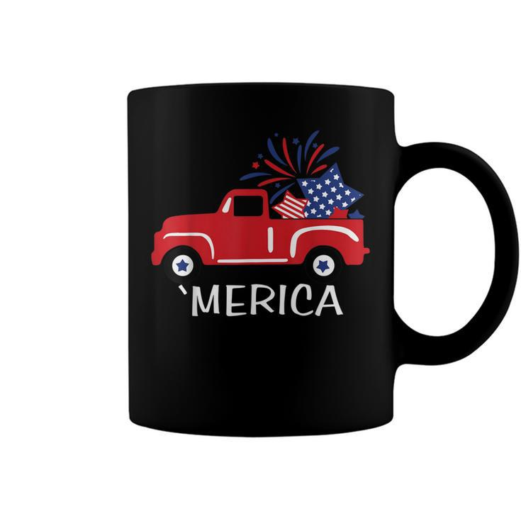 Merica Truck 4Th Of July Boys Girls Men Women Usa Flag  Coffee Mug
