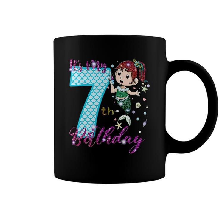 Mermaid 7Th Birthday Girl Seven 7 Years Old Coffee Mug