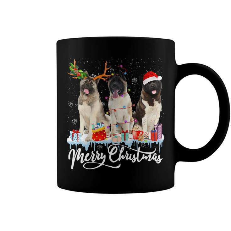 Merry Christmas American Akita Santa Light Reindeer Snow T-Shirt Coffee Mug