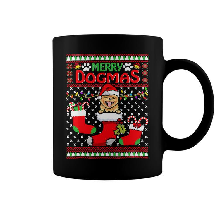 Merry Dogmas Pomeranian Dog Funny Ugly Christmas Xmas T-Shirt Coffee Mug