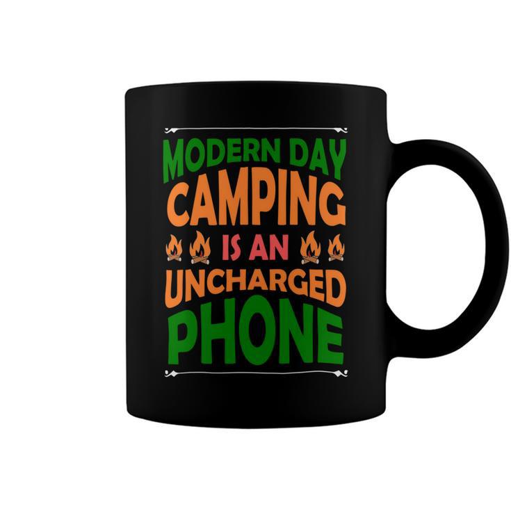 Modern Day Camping Is An Uncharged Phone Coffee Mug