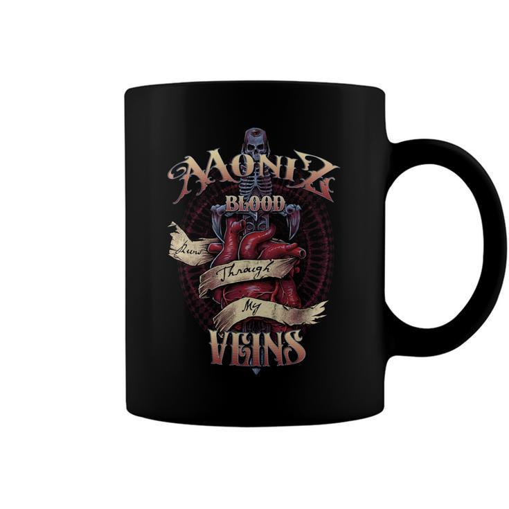 Moniz Blood Runs Through My Veins Name Coffee Mug
