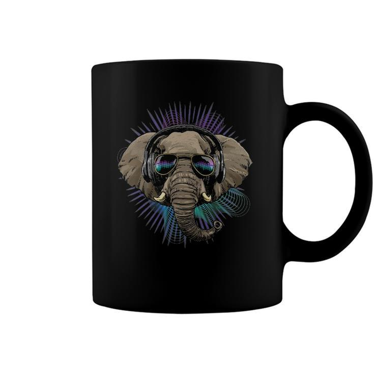 Music Elephant Dj With Headphones Musical Elephant Lovers Coffee Mug
