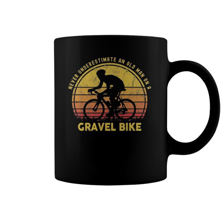 Never Underestimate An Old Man On A Gravel Bike Funny Joke Coffee Mug