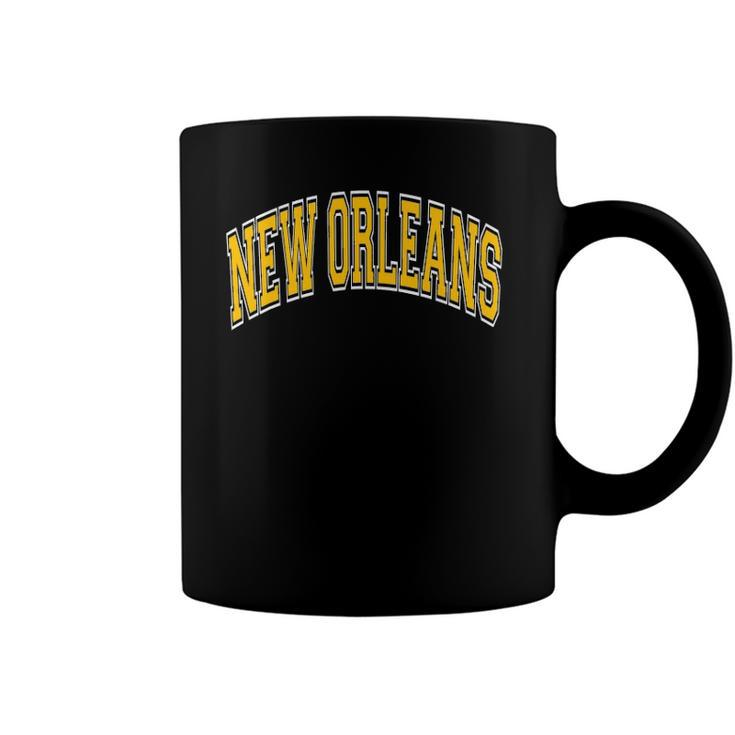 New Orleans Louisiana Varsity Style Amber Text Coffee Mug
