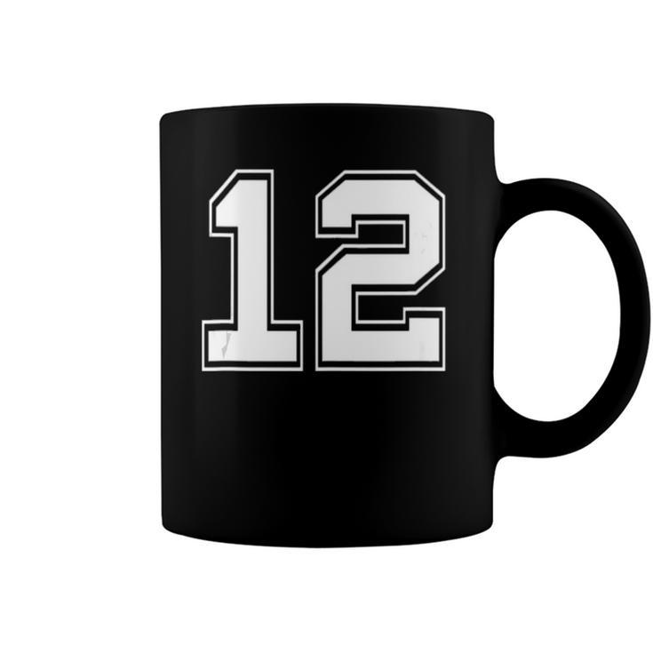 Number 12  Baseball Football Soccer Fathers Day Gift  Coffee Mug
