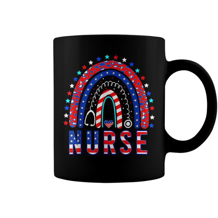 Nurse Stethoscope Rainbow Memorial Day 4Th Of July Nursing  Coffee Mug