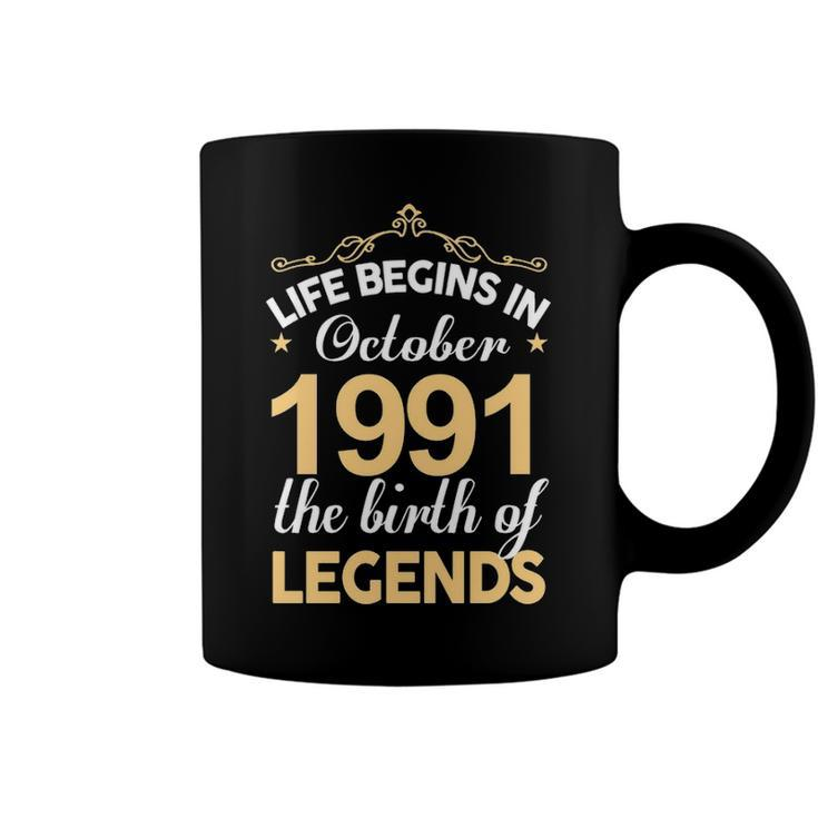 October 1991 Birthday   Life Begins In October 1991 V2 Coffee Mug