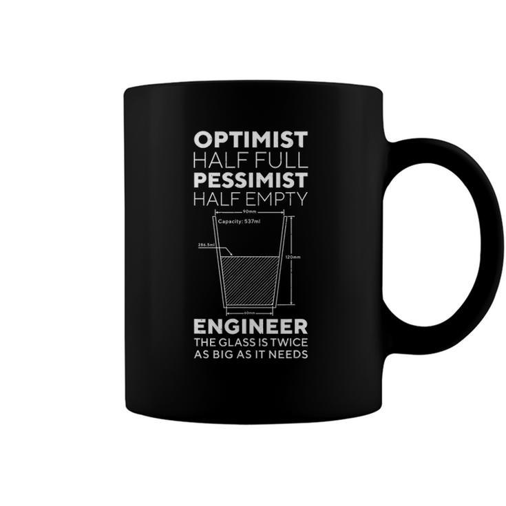 Optimist Pessimist Engineer Engineering Gift Men Women Glass Coffee Mug