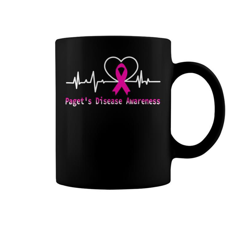 Pagets Disease Awareness Heartbeat  Pink Ribbon  Pagets Disease  Pagets Disease Awareness Coffee Mug