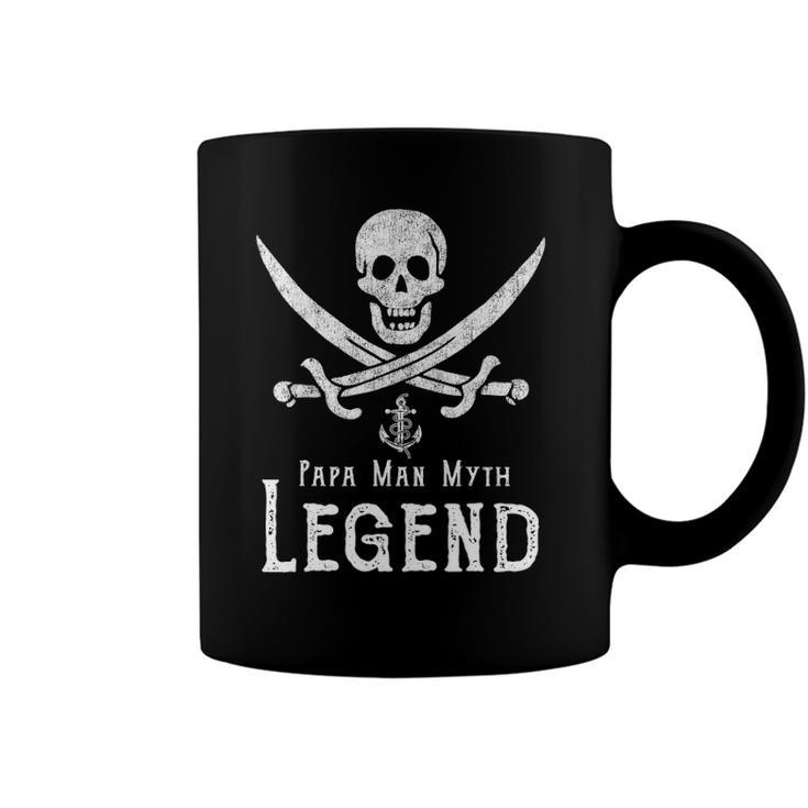 Papa Man Myth Legend Vintage Pirate Skull Sword Fathers Day Coffee Mug