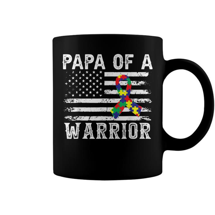 Papa Of A Warrior Autism Awareness For Mom Dad Kids Youth  Coffee Mug