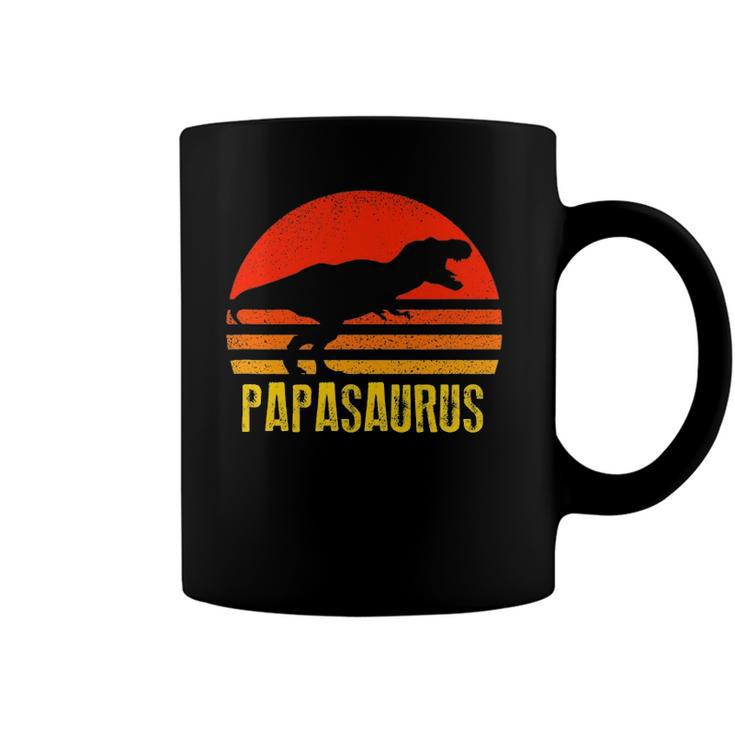 Papasaurus  Retro Vintage Sunset Dinosaur Gift Coffee Mug