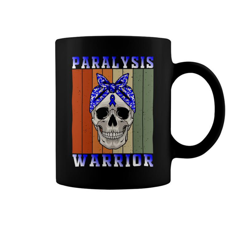 Paralysis Warrior  Skull Women Vintage  Blue Ribbon  Paralysis  Paralysis Awareness Coffee Mug