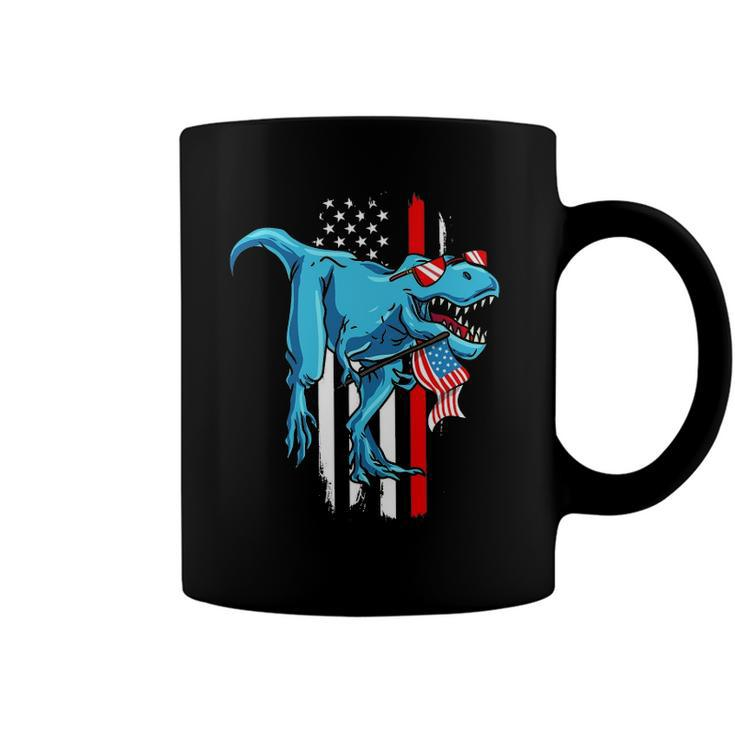 Patriotic 4Th Of July Kids Boys Dinosaurrex American Flag Coffee Mug