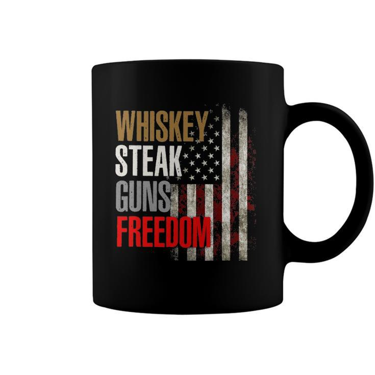 Patriotic American Flag Whiskey Steak Guns And Freedom Coffee Mug