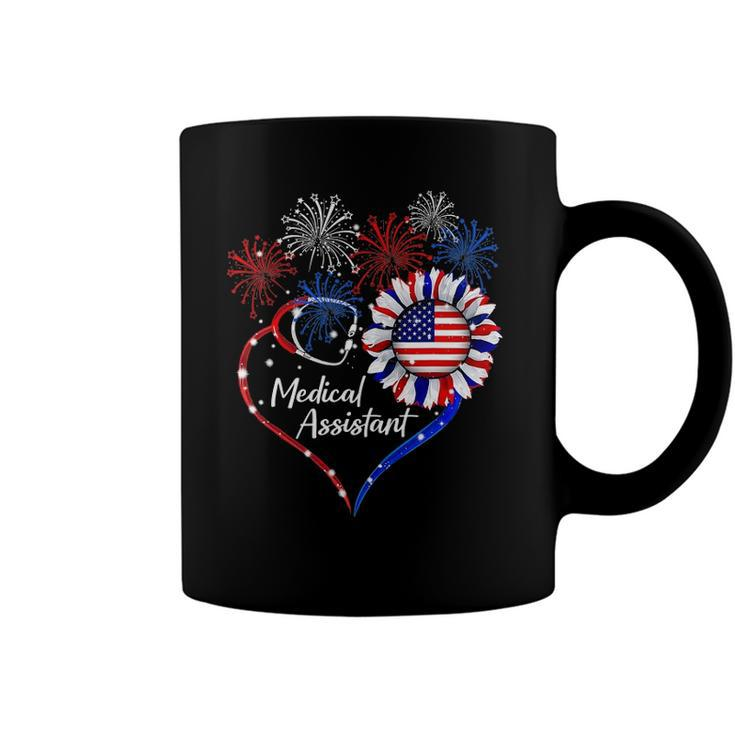 Patriotic Medical Assistant Sunflower 4Th Of July Usa Flag Coffee Mug