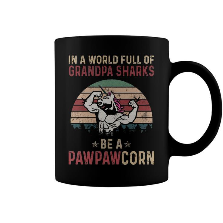 Paw Paw Grandpa Gift   In A World Full Of Grandpa Sharks Be A Pawpawcorn V2 Coffee Mug