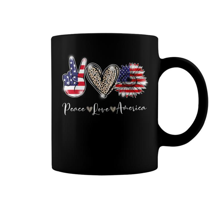 Peace Love America 4Th July Patriotic Sunflower  V2 Coffee Mug