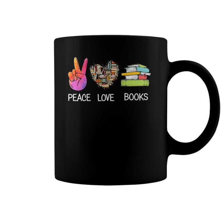 Peace Love Books  Funny Book Graphic Tee Reading Lover Coffee Mug