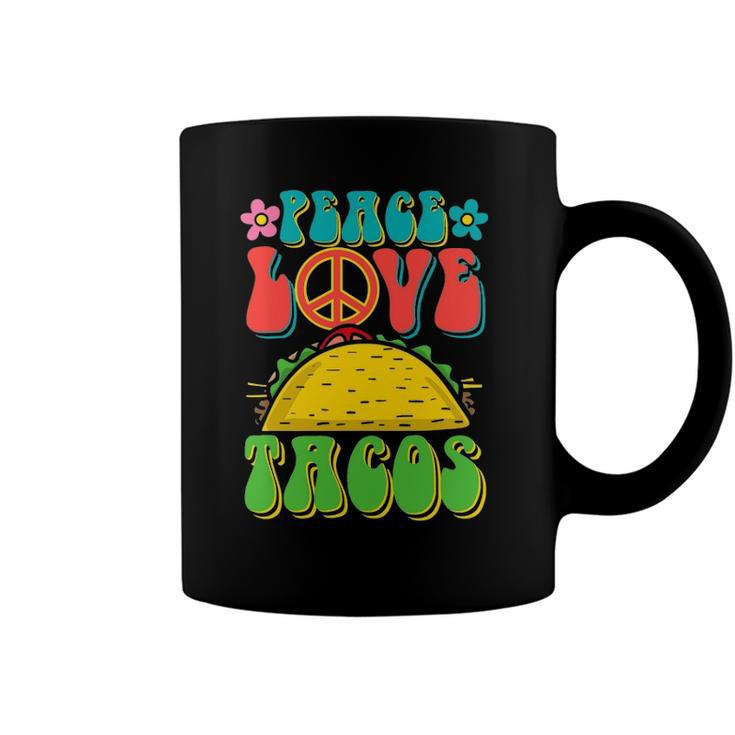 Peace Love Tacos Groovy Gift For Retro Hippie Coffee Mug