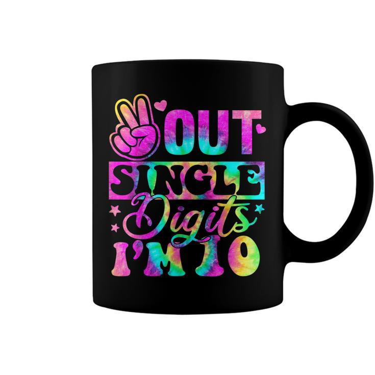 Peace Out Single Digits Im 10  Tie Dye Birthday Kids  V2 Coffee Mug