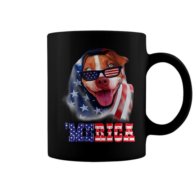 Pitbull American Flag 4Th Of July Pitbull Dad Dog Lover Fun Coffee Mug