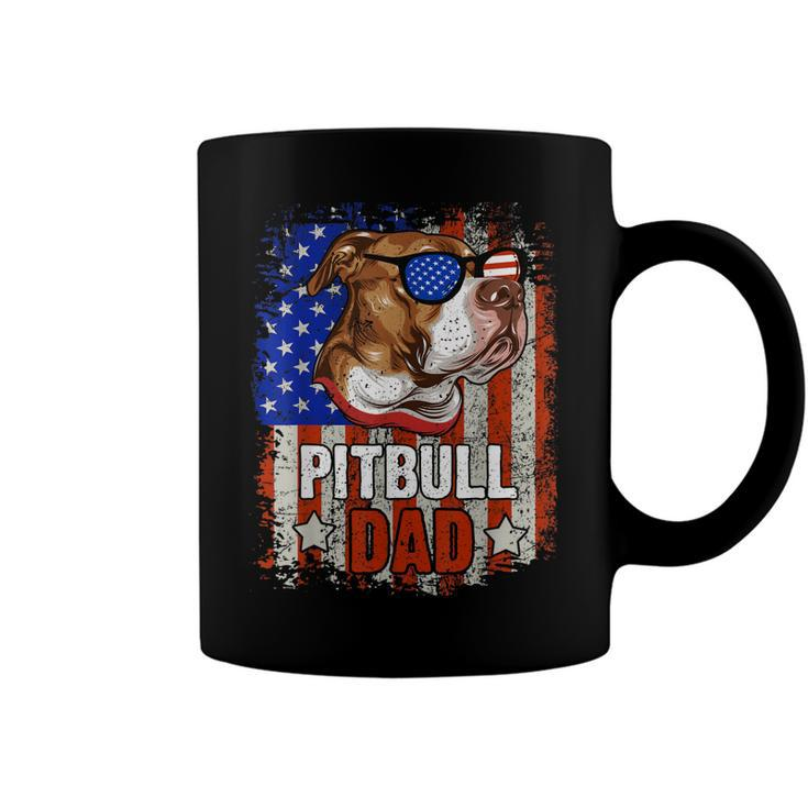 Pitbull Dad 4Th Of July American Flag Glasses Dog Men Boy Coffee Mug