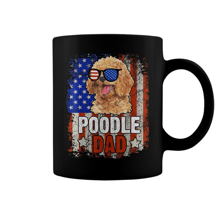 Poodle Dad 4Th Of July American Flag Glasses Dog Men Boy  Coffee Mug