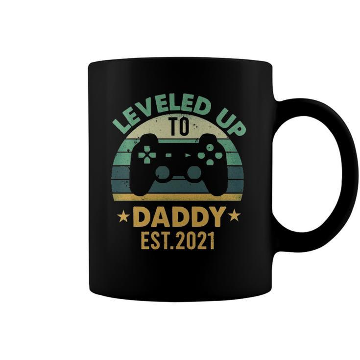 Promoted To Daddy Est 2021 Leveled Up To Daddy & Dad  Coffee Mug