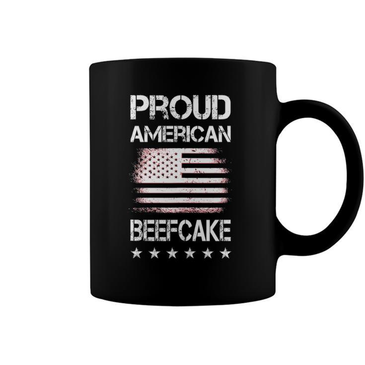 Proud American Beefcake Fourth Of July Patriotic Flag  Coffee Mug