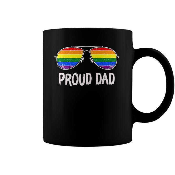 Proud Dad Rainbow Glasses Lgbt Gay Pride Support Lgbtq Coffee Mug